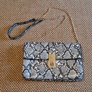 Madison West Black and Gray Snakeskin Print Crossbody Bag